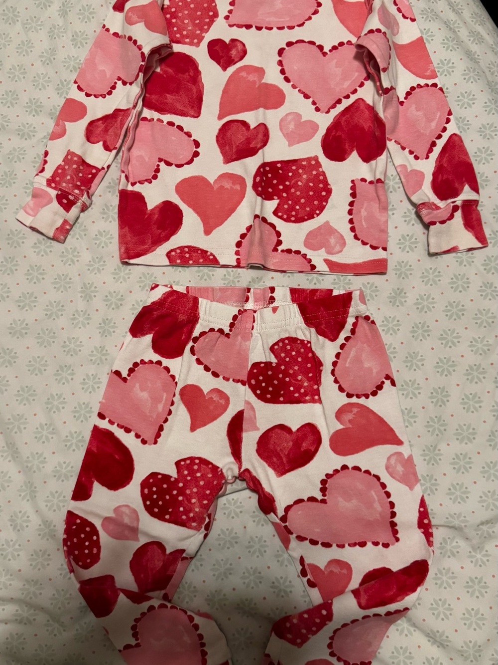 Carter's Pink & Red Heart Print Pajama Set